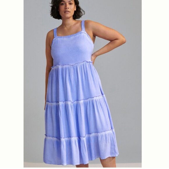NWT Anthropologie Nell Lavender Tiered Pullover Midi Dress in Women's 1X - Picture 1 of 14